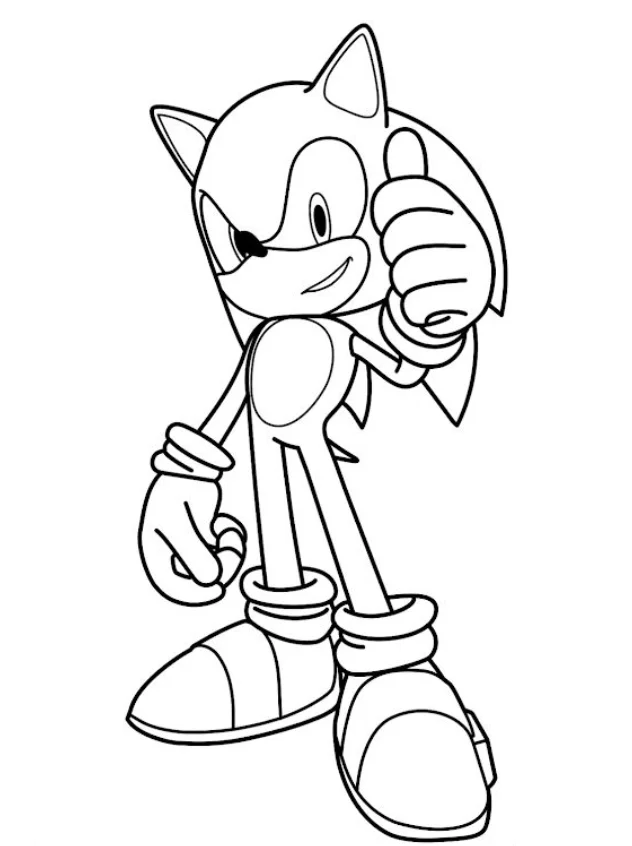Sonic Boom Coloring Pages - Free Printable for Kids & Adults Sonic standing firmly with a thumbs-up sign