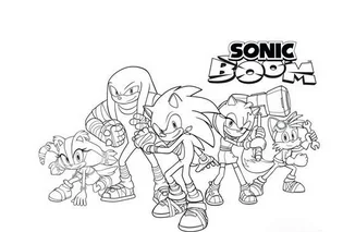 Sonic Boom Coloring Pages - Free Printable for Kids & Adults Sonic standing ready with his entire team