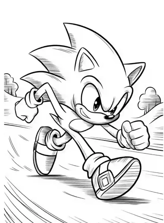 Sonic 2 Coloring Pages – Free Printable for Kids & Adults Sonic stands at the starting line, ready for a race