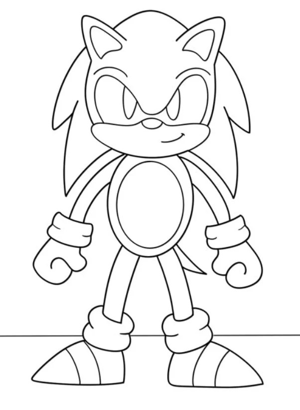 Sonic the Hedgehog Coloring Pages - Free Printable for Kids & Adults Sonic stands firm with his hands hanging by his side