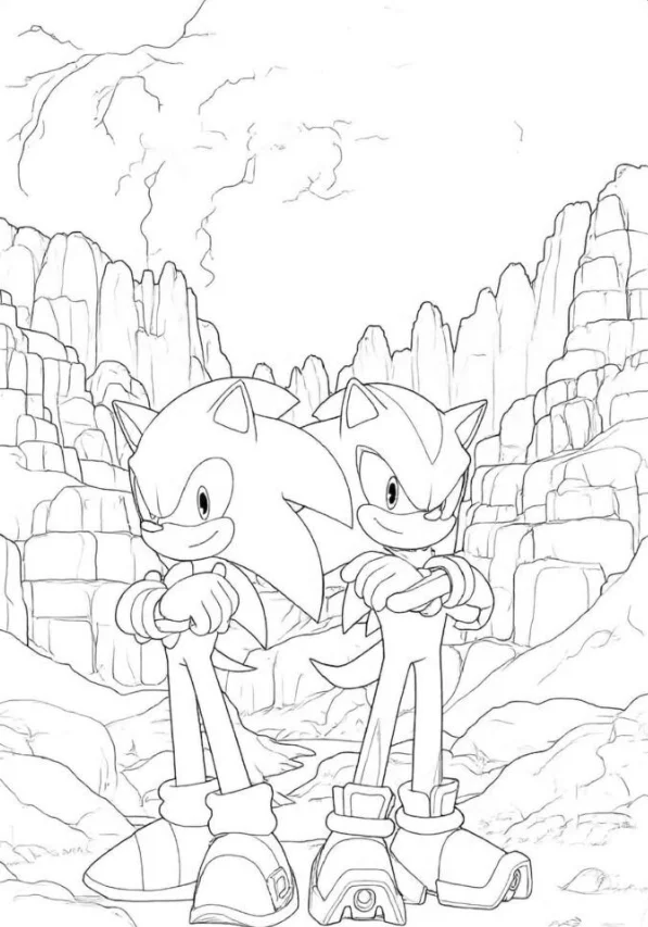 Sonic and Shadow Coloring Pages - Free Printable for Kids & Adults This Sonic 3 Shadow coloring page shows Shadow and Sonic unusually teaming up together as both smile