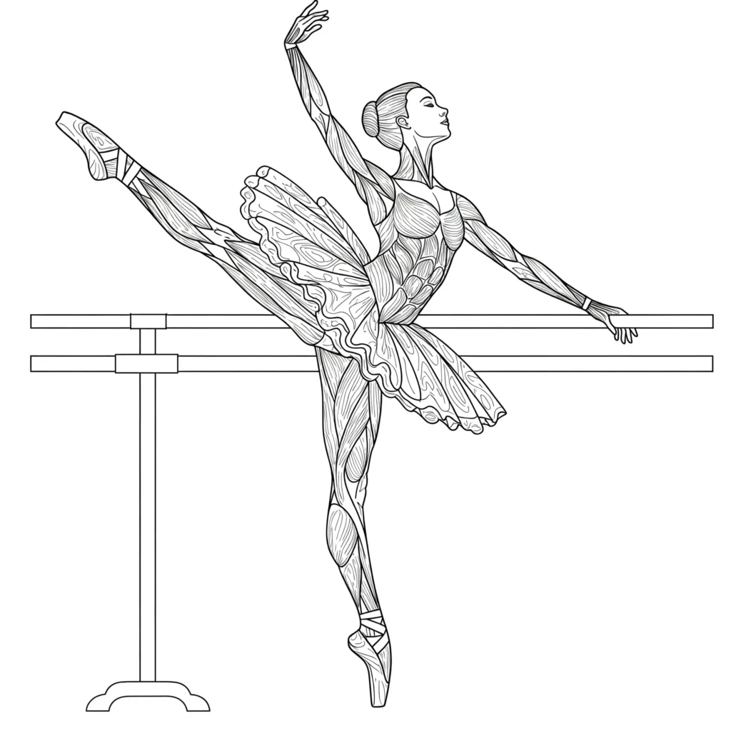 20 Ausmalbilder Ballerina (Gratis Malvorlage zum Ausdrucken) Ausmalbild einer wunderschönen Balletttänzerin in eleganter Pose mit detailreichem Tutu – perfekt zum kostenlosen Ausdrucken und Ausmalen
