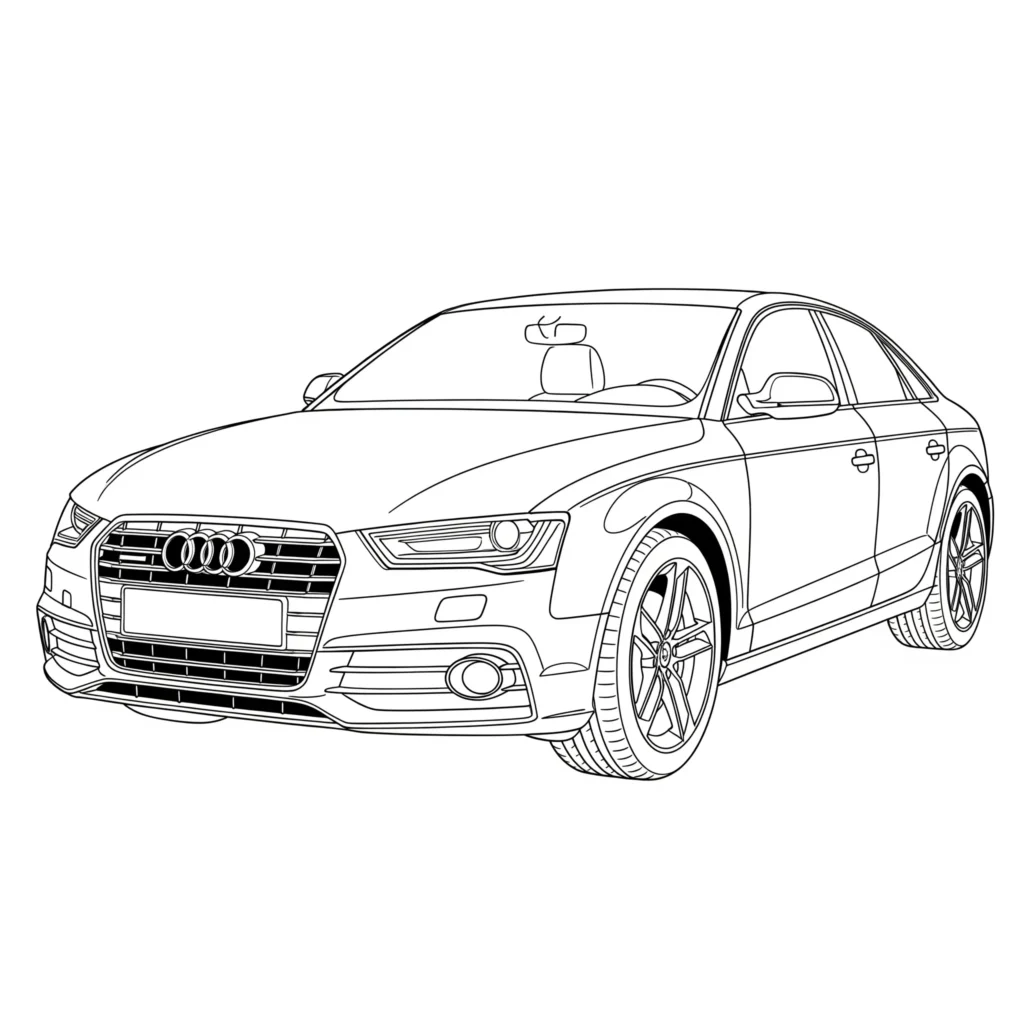 12 Audi Ausmalbilder (Kostenlose Auto Malvorlage zum drucken) Audi Ausmalbild mit klassischem Auto zum Ausdrucken, geeignet für Kinder zum Ausmalen und Spaß haben.