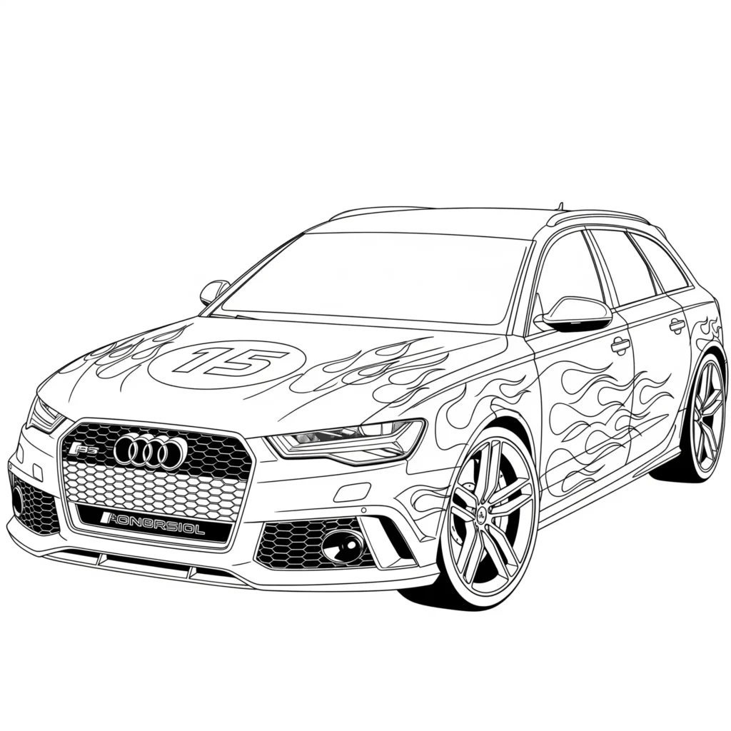 12 Audi Ausmalbilder (Kostenlose Auto Malvorlage zum drucken) Audi RS6 Ausmalbild zum Ausdrucken, geeignet für Kinder zum Ausmalen und Autoliebhaber.