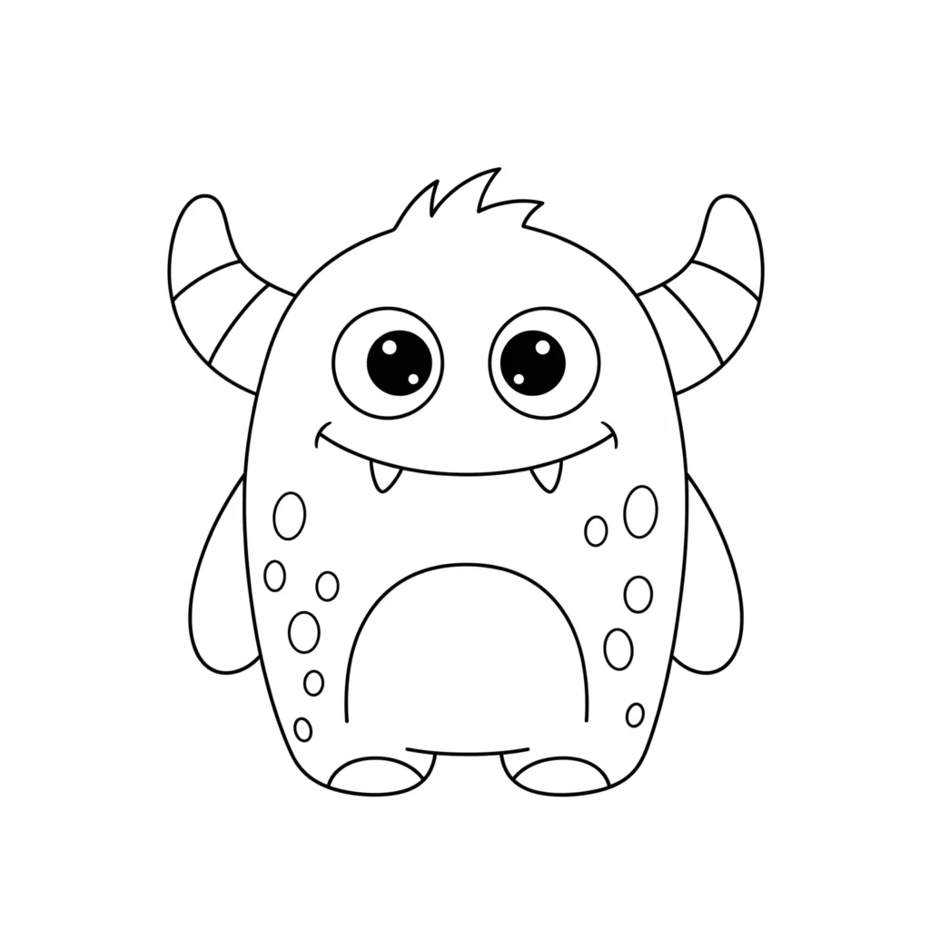 14 Monster Ausmalbilder (Malvorlage für Kinder und Erwachsene) Ausmalbild eines einfachen süßen Monsters kostenlos zum Ausdrucken und Ausmalen für Kinder