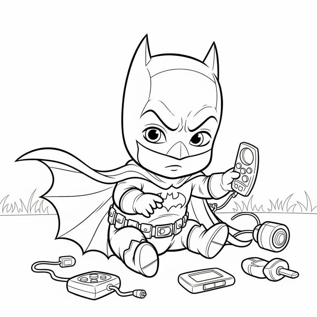 Batman Ausmalbilder (Superhelden Malvorlage zum Ausdrucken) Cartoon Baby Batman Ausmalbild kostenlos zum Ausdrucken und Ausmalen für kleine Kinder