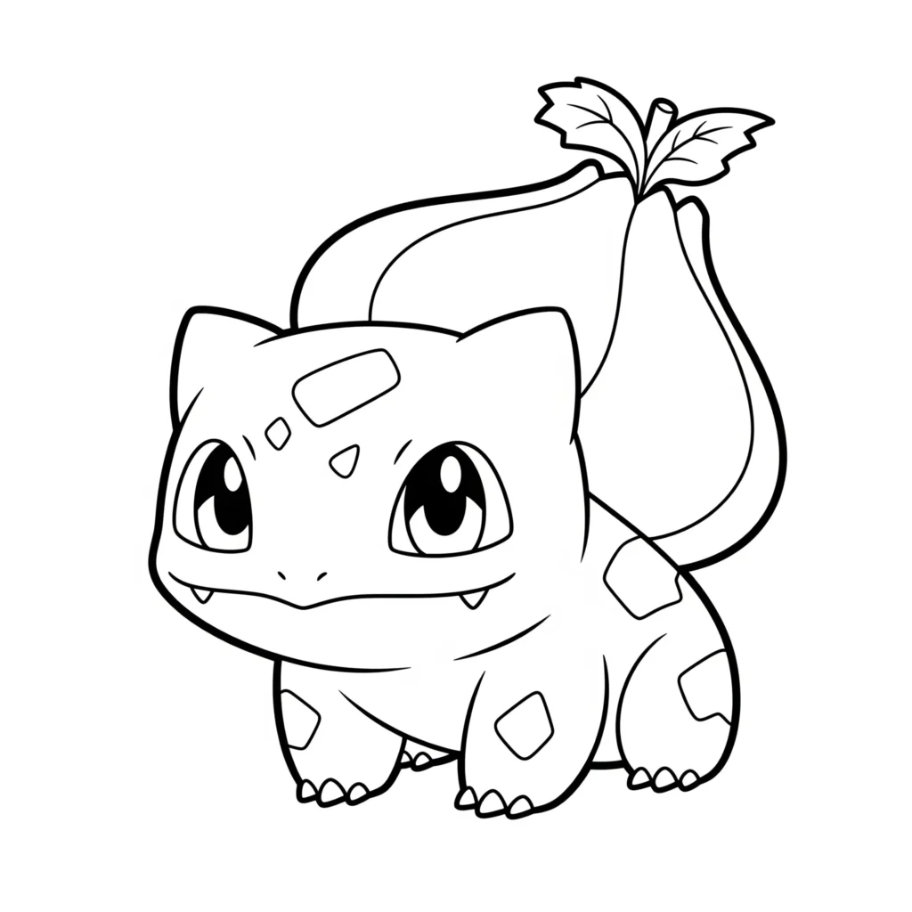 16 Bisasam Ausmalbilder (Gratis Pokémon Malvorlage drucken) Ein süßes baby bisasam mit großen augen als ausmalbild zum ausdrucken im pdf-format – ideal für kleine pokemon-fans oder kreative eltern-kind-zeit