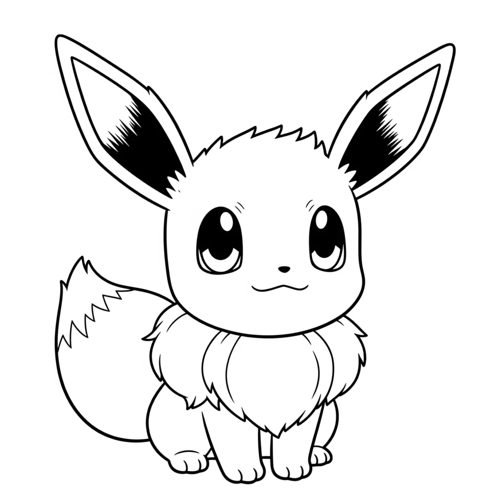 20 Evoli Ausmalbilder (Gratis Pokémon Malvorlage drucken) evoli ausmalbild für kinder zeigt das baby pokemon mit großen augen als niedliche und einfache malvorlage zum ausdrucken