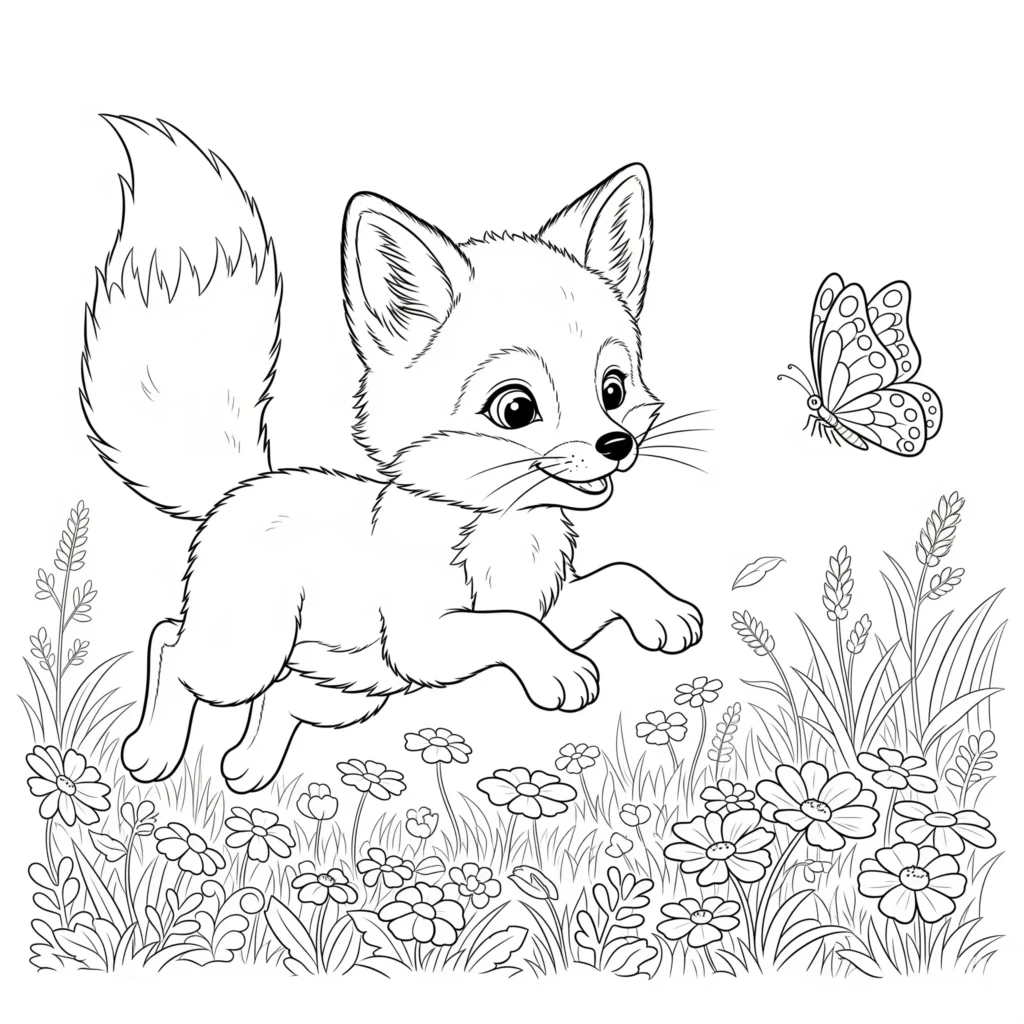 10+ Fuchs Ausmalbilder (Kostenlos Malvorlage zum Ausdrucken) fuchs ausmalbild kinder zeigt einen kleinen baby fuchs sitzend mit freundlichem blick als einfache malvorlage zum ausdrucken