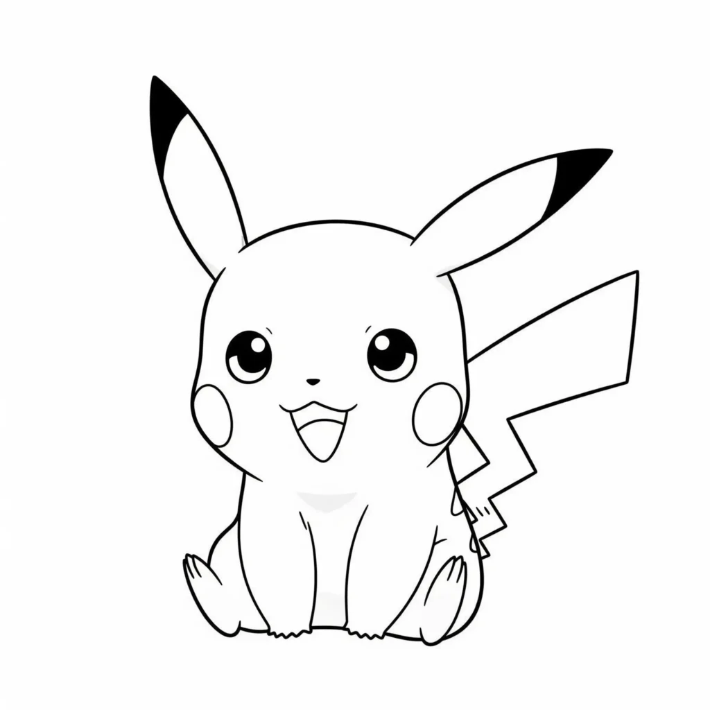 30 Pikachu Ausmalbilder (Gratis Pokémon Malvorlage zum drucken) Diese Ausmalvorlage zeigt einen kleinen Baby Pikachu mit großen, neugierigen Augen – perfekt für Kinder, die süße Motive ausmalen möchten.
