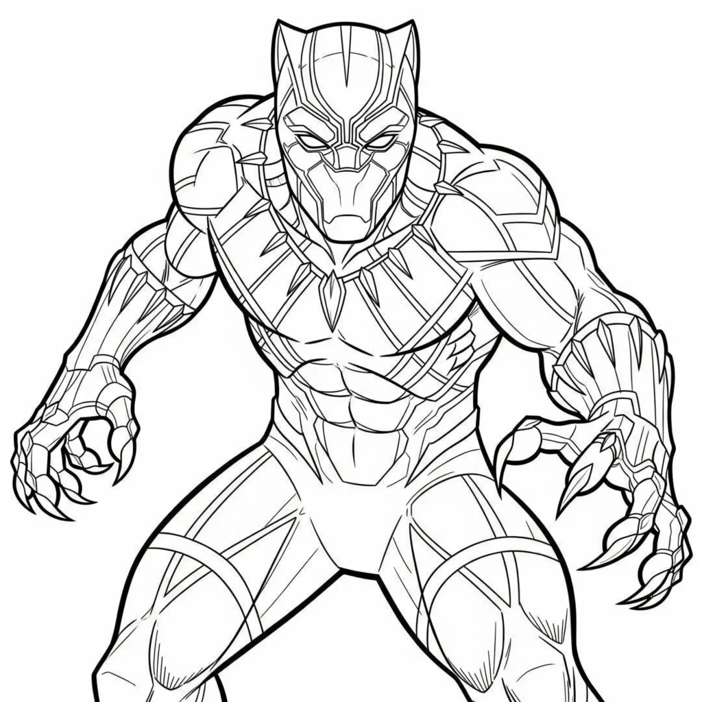 Black Panther Ausmalbilder (Gratis Malvorlage zum drucken) Black Panther Ausmalbilder zum Ausdrucken für Kinder und Erwachsene mit klaren Linien und einfachen Formen zum Ausmalen