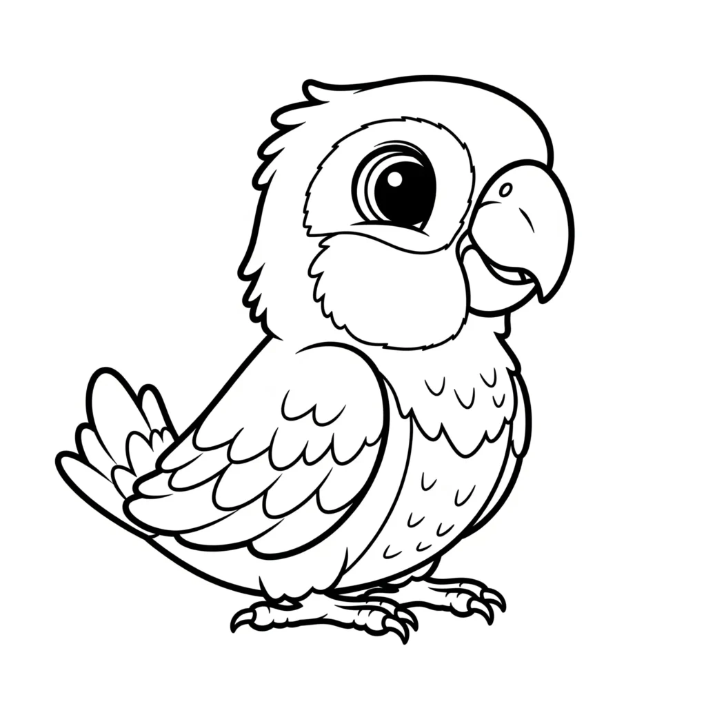 16 Papagei Ausmalbilder (Gratis Malvorlage zum Ausdrucken) Cartoon Baby Papagei Ausmalbild zum Ausdrucken, niedliche Malvorlage für Kinder zum Ausmalen