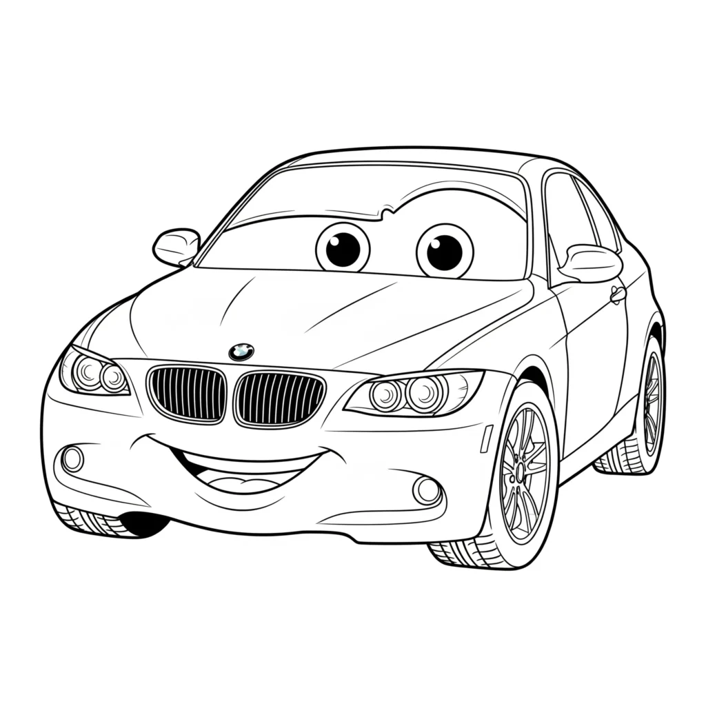 14 BMW Ausmalbilder (Kostenlose Auto Malvorlage zum Ausdrucken) Cartoon BMW Ausmalbild als lustige Malvorlage zum Ausdrucken und Ausmalen für Kinder