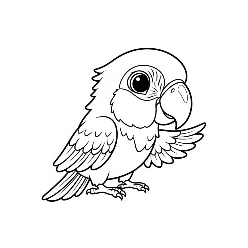 16 Papagei Ausmalbilder (Gratis Malvorlage zum Ausdrucken) Chibi Papagei Ausmalbild zum Ausdrucken, niedliche Malvorlage für Kinder zum Ausmalen