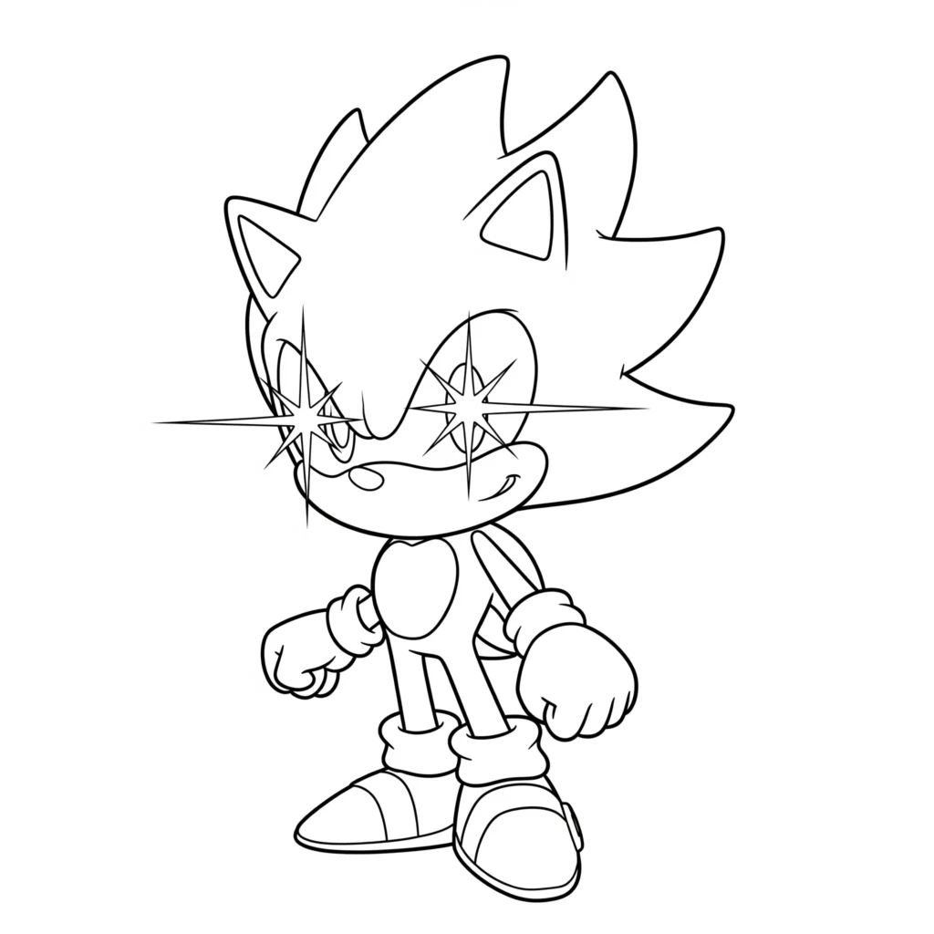 14 Super Sonic Ausmalbilder (Gratis Vorlagen zum Ausdrucken) Chibi Super Sonic Ausmalbild als süße PDF Vorlage für Kinder zum Ausdrucken und Ausmalen