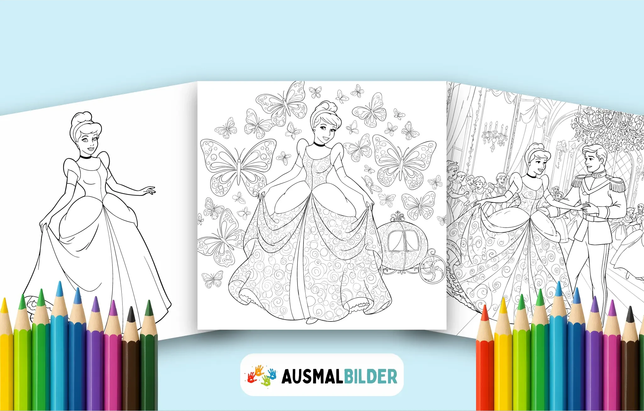 Cinderella Ausmalbilder kostenlose Malvorlagen zum Ausdrucken für Kinder und Erwachsene
