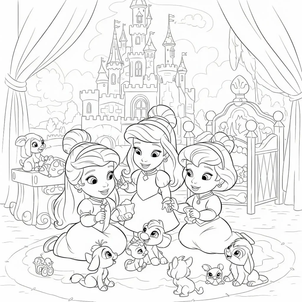 20+ Disney Prinzessin Ausmalbilder (Kostenlose Malvorlage drucken) Disney Prinzessinnen als kleine Kinder – Ausmalbild für Kinder zum Ausdrucken