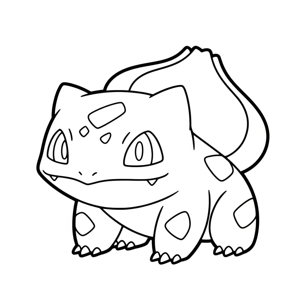 16 Bisasam Ausmalbilder (Gratis Pokémon Malvorlage drucken) Ein simples bisasam ausmalbild mit klaren umrissen – perfekt als pdf vorlage zum ausdrucken für vorschulkinder und anfänger im kreativen ausmalen