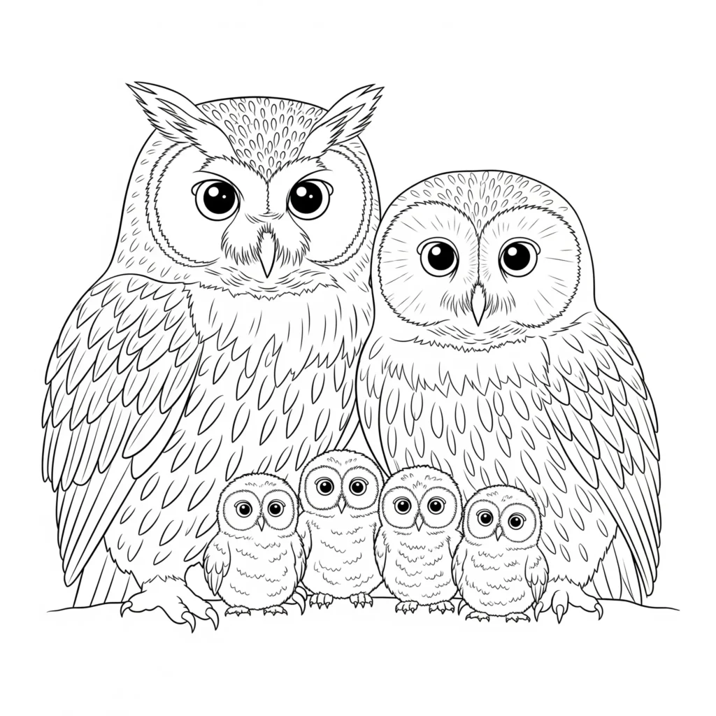 16 Eule Ausmalbilder (Kostenlos Eulen Malvorlage zum drucken) Ausmalbild der Eulenfamilie im PDF-Format. Jetzt kostenlos herunterladen und für Kinder ausdrucken.