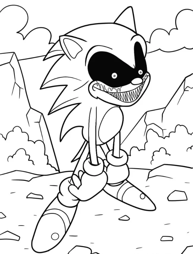 Sonic.exe Coloring Pages – Free Printable for Kids & Adults evil Sonic showing off his teet