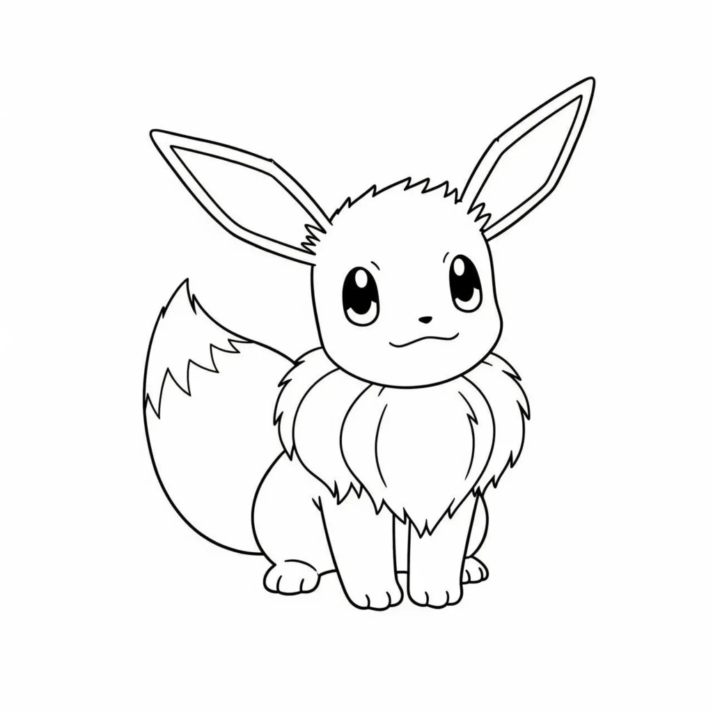20 Evoli Ausmalbilder (Gratis Pokémon Malvorlage drucken) pokemon evoli ausmalbild kinder mit dem charakter in typischer pose als einfache malvorlage zum ausdrucken für zuhause
