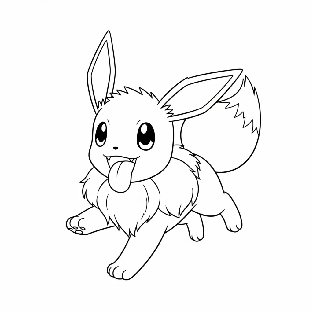 20 Evoli Ausmalbilder (Gratis Pokémon Malvorlage drucken) pokemon evoli ausmalbild zum ausdrucken zeigt das fröhlich rennende pokemon als malvorlage für kinder und fans