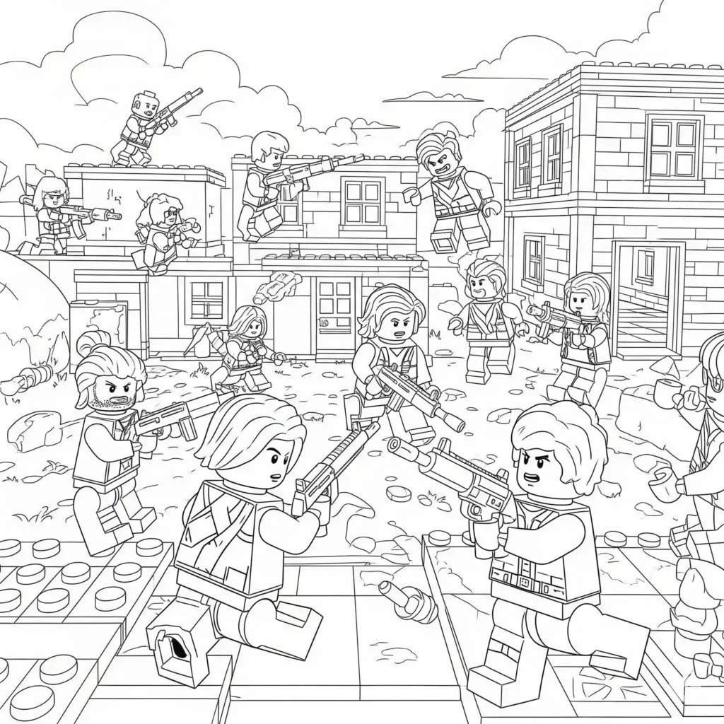 40+ Fortnite Ausmalbilder (Gratis Malvorlage zum Ausdrucken) Lustiges Fortnite LEGO Ausmalbild mit detailreichen Spielfiguren – ideal für Kinder, die Bauklötze und Battle Royale lieben