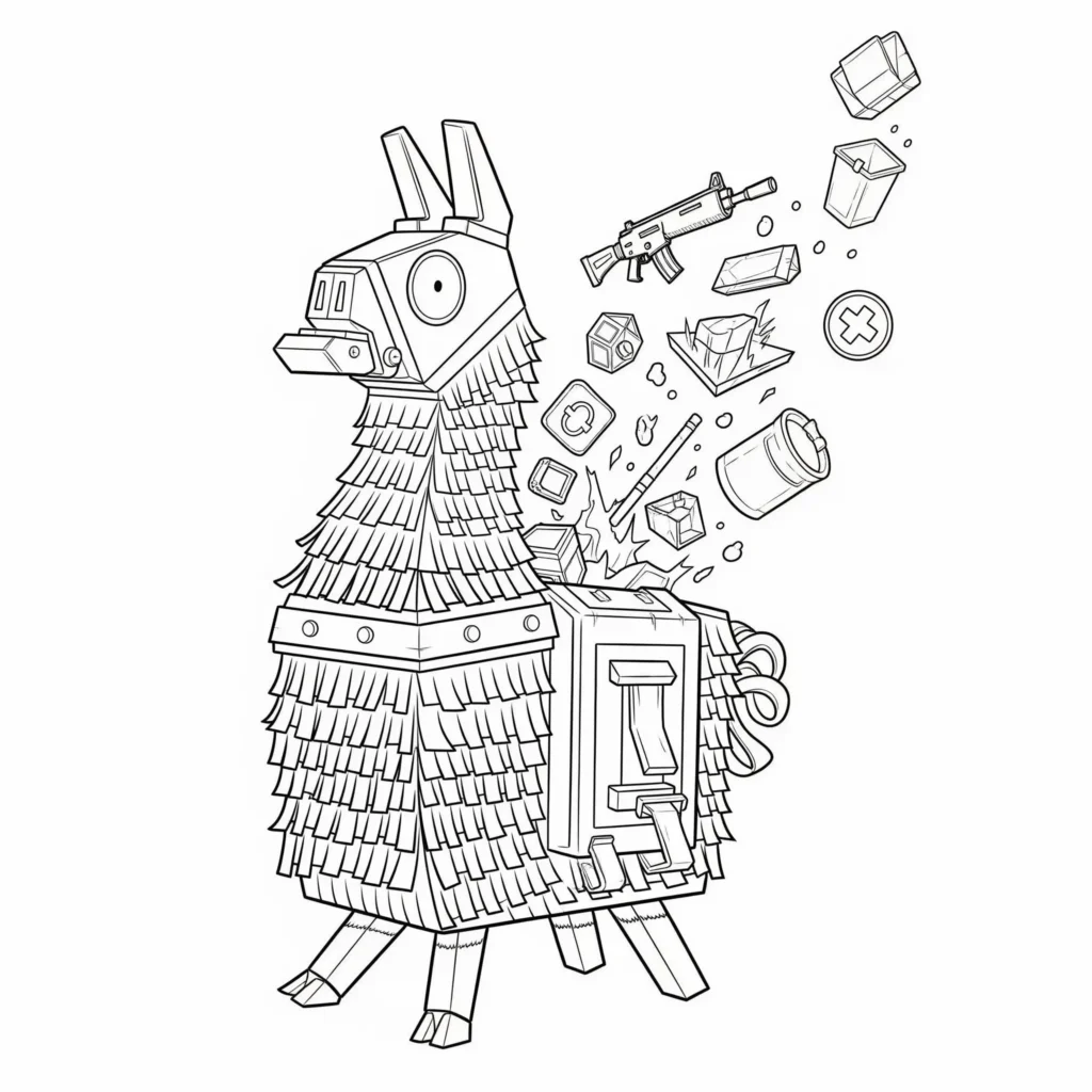 40+ Fortnite Ausmalbilder (Gratis Malvorlage zum Ausdrucken) Fortnite ausmalbild kinder mit der berühmten Lama Piñata als spaßige vorlage zum ausdrucken