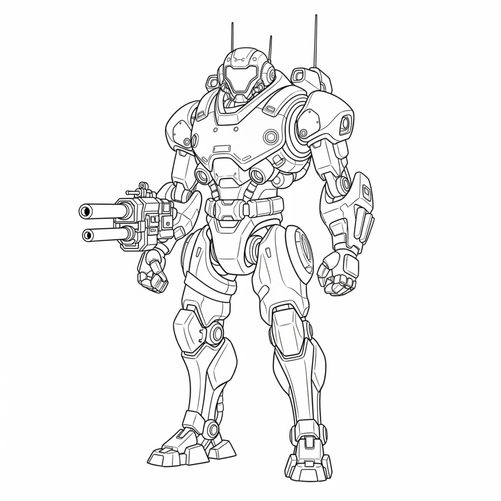 40+ Fortnite Ausmalbilder (Gratis Malvorlage zum Ausdrucken) Futuristischer Mecha Team Leader aus Fortnite als Ausmalbild – gratis druckbar für Kinder und Fans