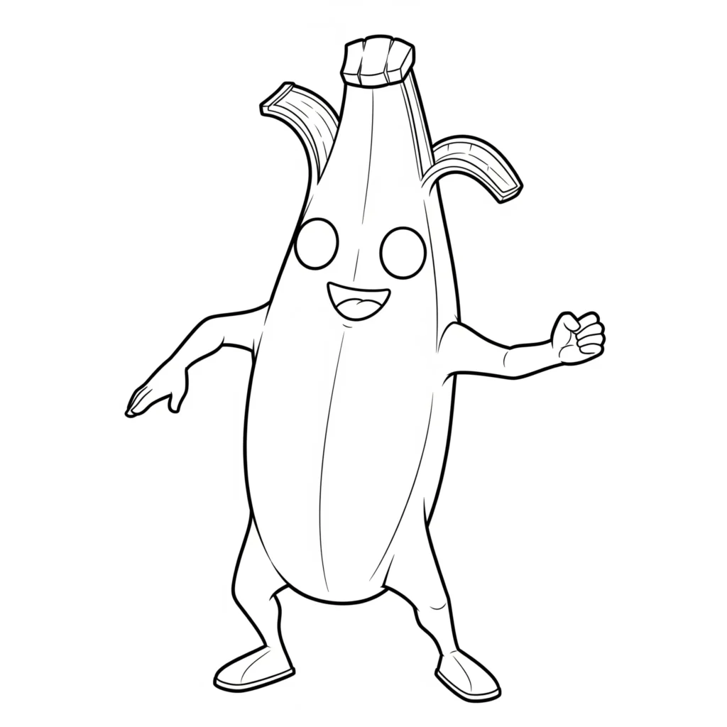 40+ Fortnite Ausmalbilder (Gratis Malvorlage zum Ausdrucken) Fortnite ausmalbild kinder zeigt Peely die Banane beim tanzen als lustige vorlage zum ausdrucken