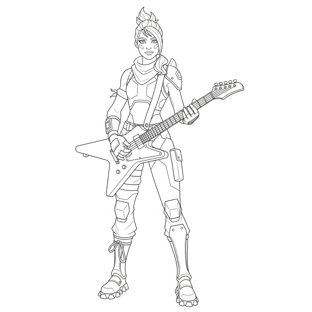 40+ Fortnite Ausmalbilder (Gratis Malvorlage zum Ausdrucken) Rockige Power Chord Figur aus Fortnite als Ausmalbild – gratis zum Ausdrucken