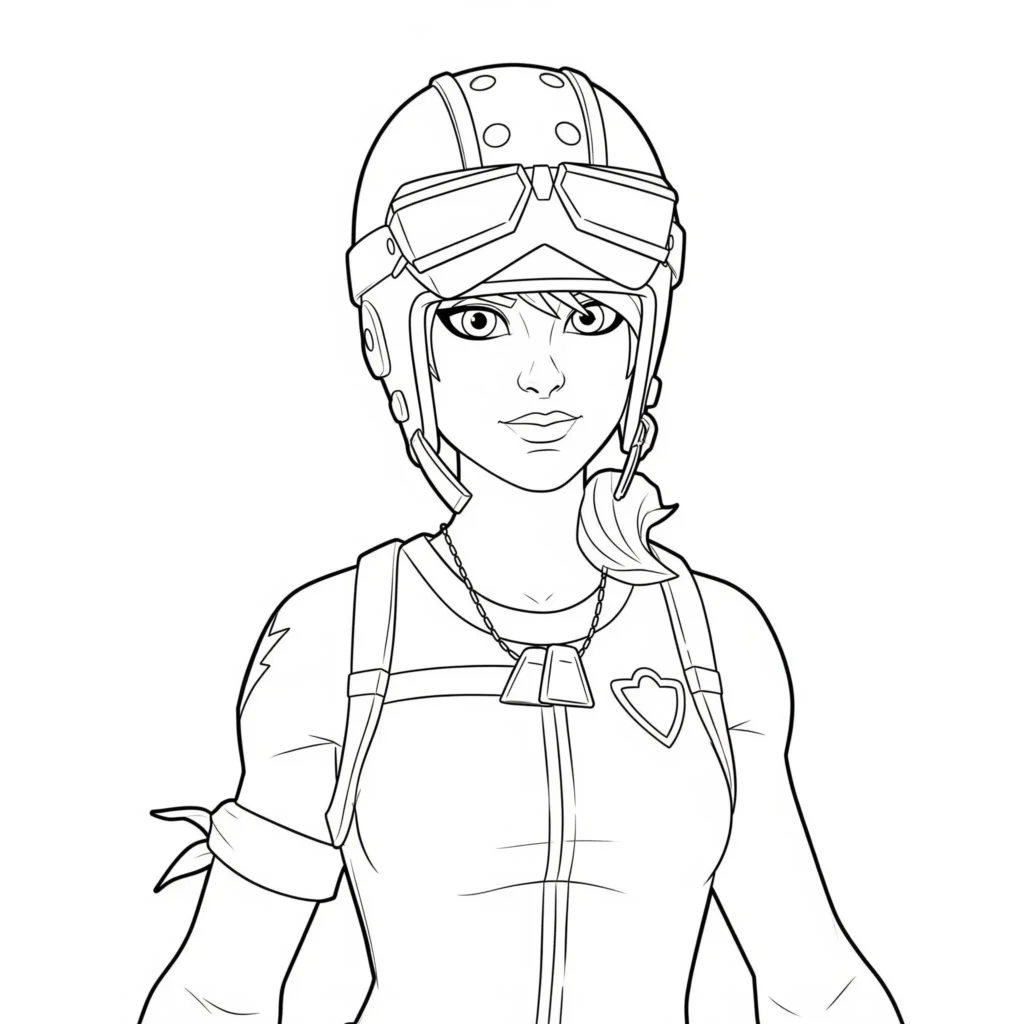 40+ Fortnite Ausmalbilder (Gratis Malvorlage zum Ausdrucken) Coole Sparkplug Girl Figur aus Fortnite als Ausmalbild – ideal für kreative Fans zum kostenlosen Ausdrucken
