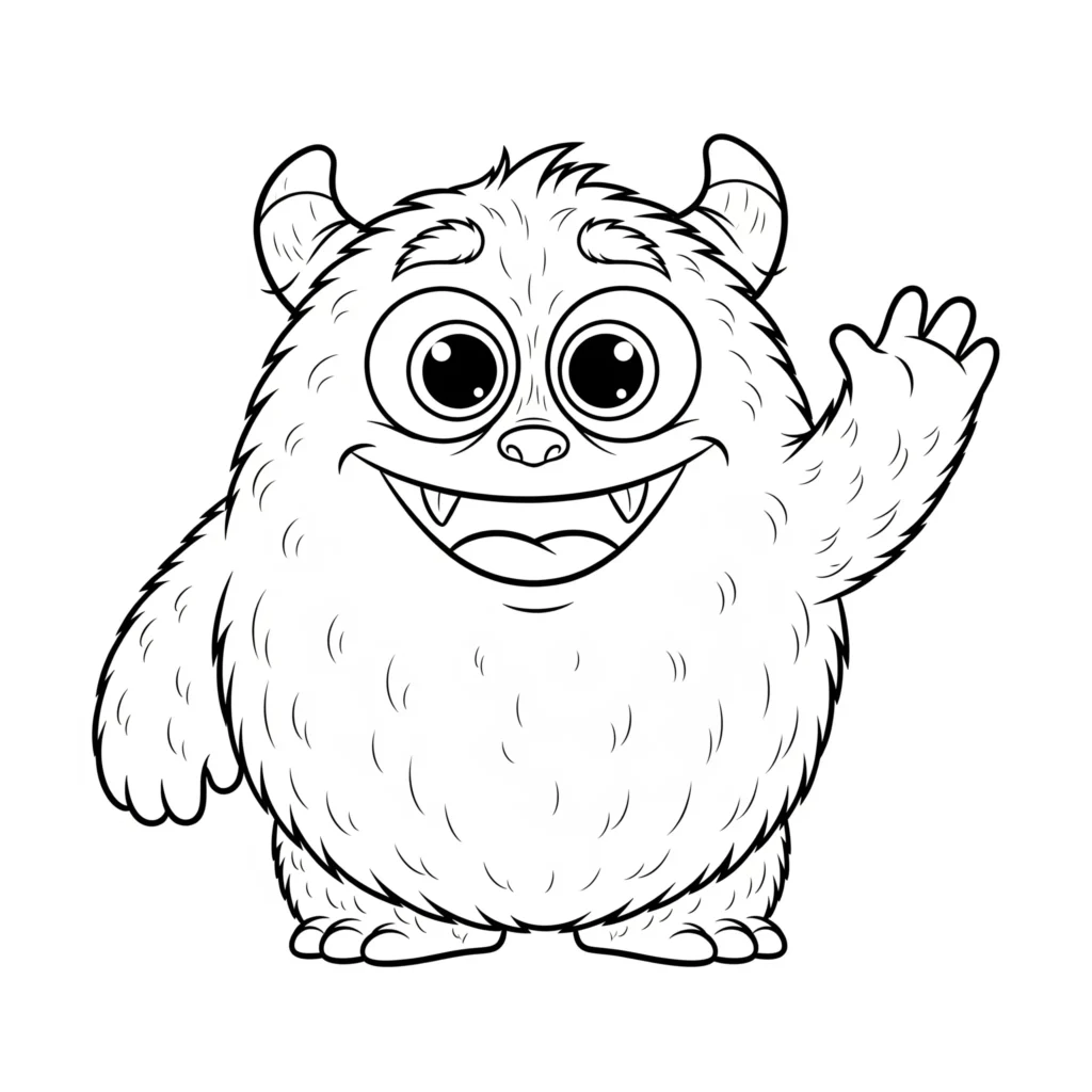 14 Monster Ausmalbilder (Malvorlage für Kinder und Erwachsene) Eine freundliche flauschige Monster Malvorlage für Kinder zum Ausdrucken und Ausmalen kostenlos