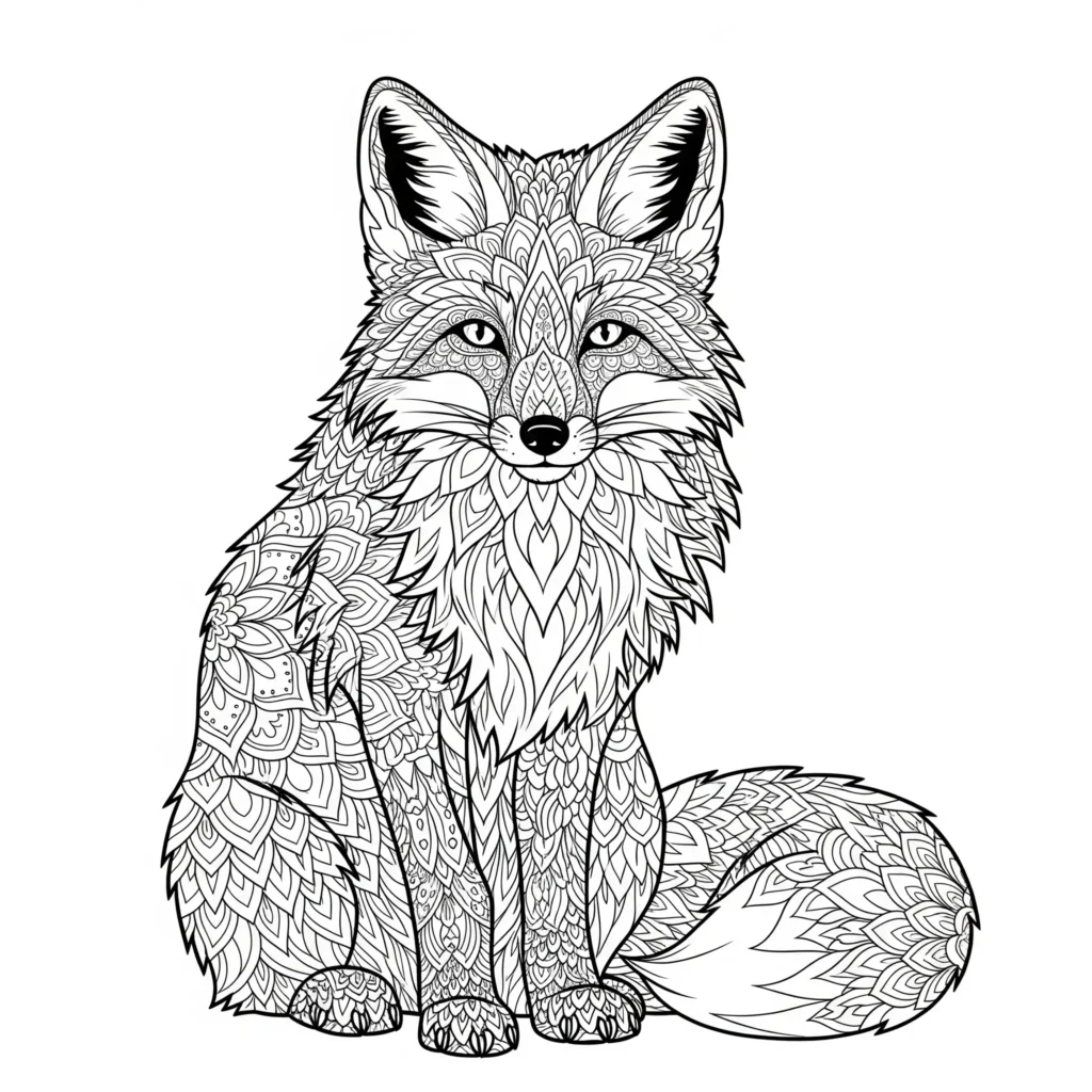 10+ Fuchs Ausmalbilder (Kostenlos Malvorlage zum Ausdrucken) fuchs malvorlage für erwachsene mit einem kunstvollen mandala muster im fuchskopf als entspannende druckvorlage im pdf format