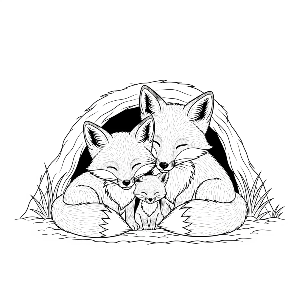 10+ Fuchs Ausmalbilder (Kostenlos Malvorlage zum Ausdrucken) fuchs ausmalbilder für kinder mit einer liebevollen fuchsfamilie bestehend aus eltern und jungen als einfache vorlage zum ausdrucken