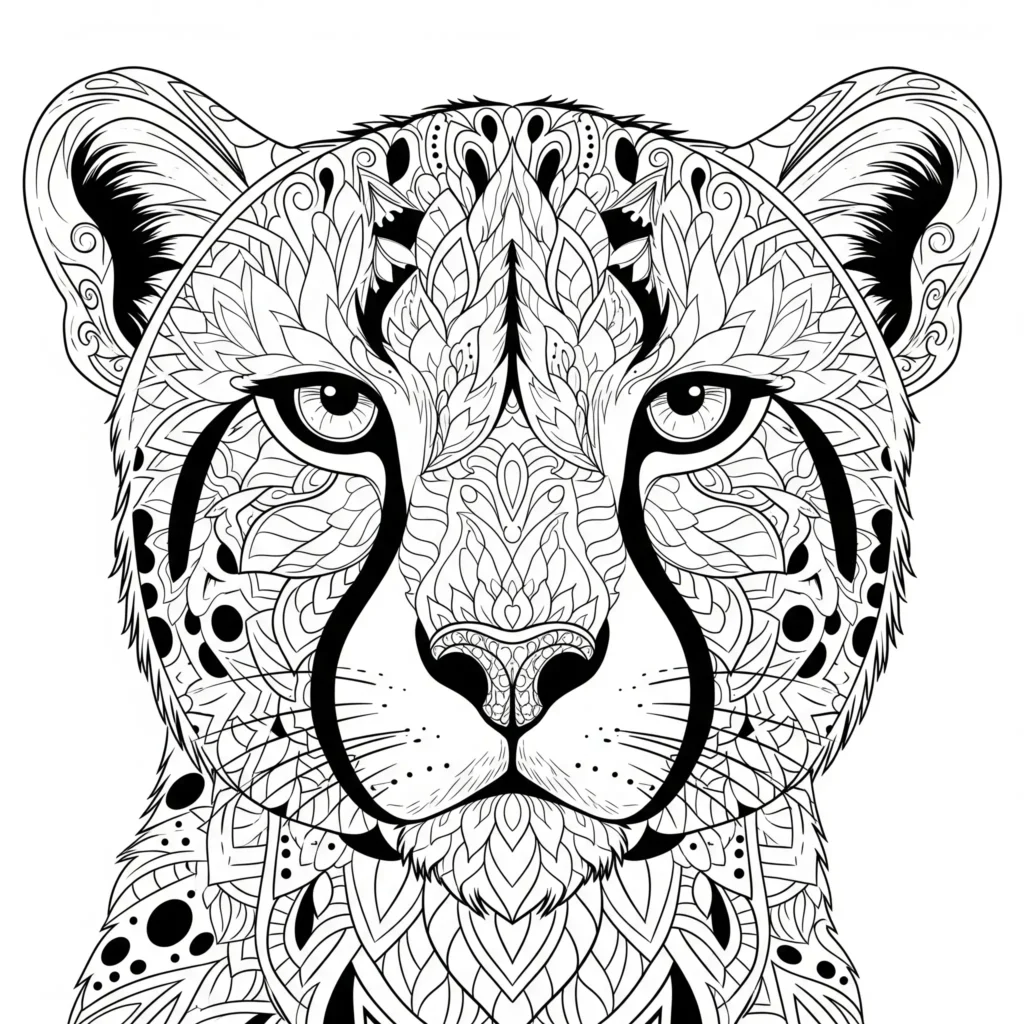 12 Gepard Ausmalbilder (Kostenlos Malvorlage zum Ausdrucken) Ausmalbild Mandala mit Gepard Motiv zum Ausdrucken für Entspannung und Kreativität