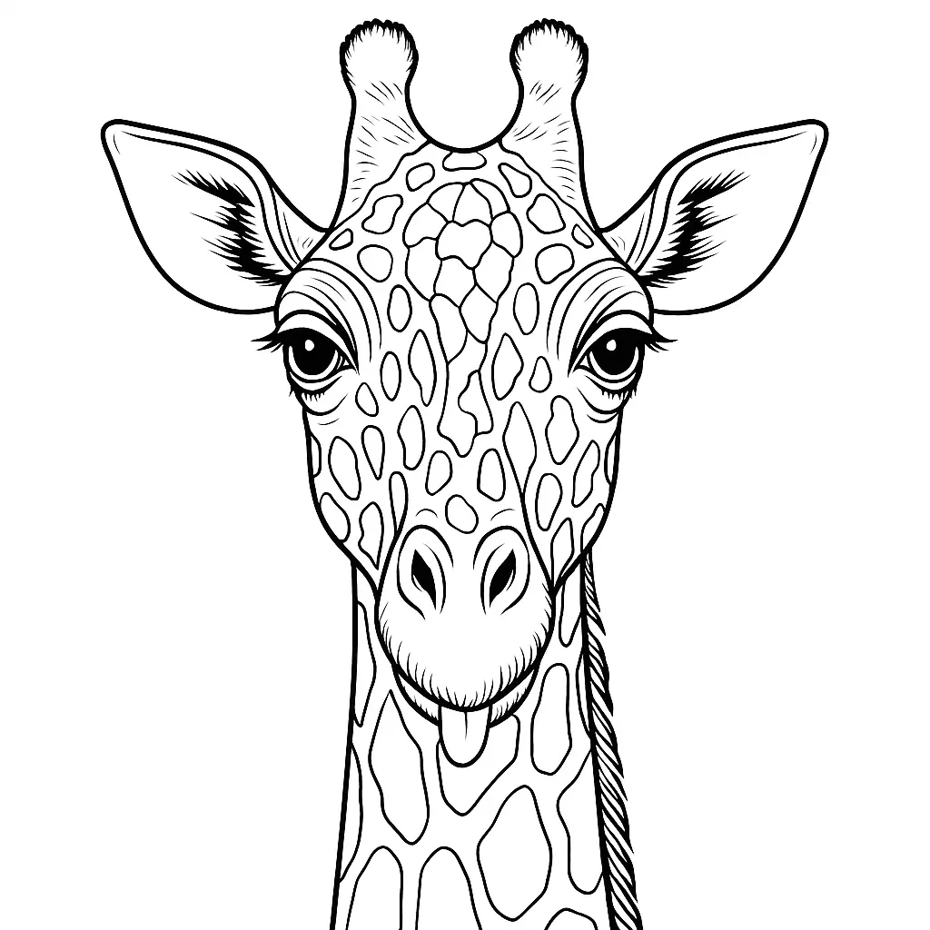 20 Giraffe Ausmalbilder (Kostenlose Malvorlage zum Ausdrucken) Ausmalbild eines Giraffenkopfs – perfekt zum Ausmalen für Kinder und Erwachsene