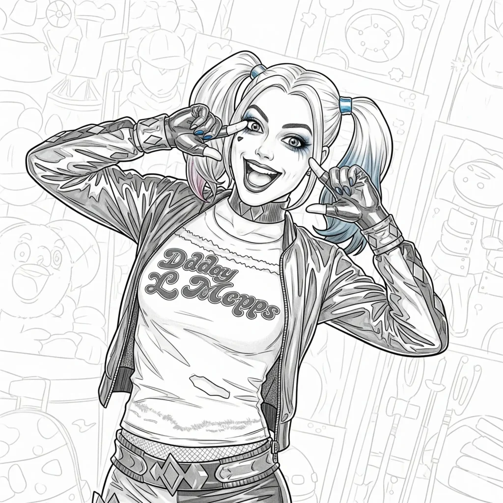Batman Ausmalbilder (Superhelden Malvorlage zum Ausdrucken) Harley Quinn Ausmalbild zum Ausdrucken und Ausmalen für Kinder mit lustigen Motiven