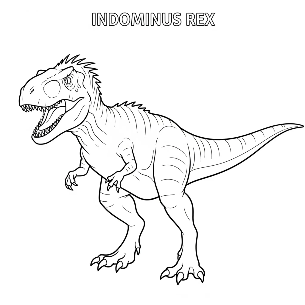 Indominus Rex Ausmalbilder (Gratis Dino Malvorlage drucken) Indominus Rex Ausmalbild für Kinder und Erwachsene, ideal zum kreativen Ausdrucken und Gestalten