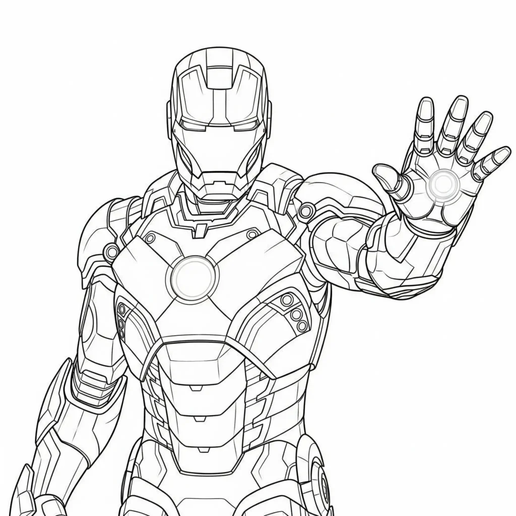 16 Iron Man Ausmalbilder (Superhelden Malvorlage zum drucken) Ausmalbild vom Iron Man Anzug, perfekt zum Ausdrucken und Ausmalen für Kinder und Marvel-Fans