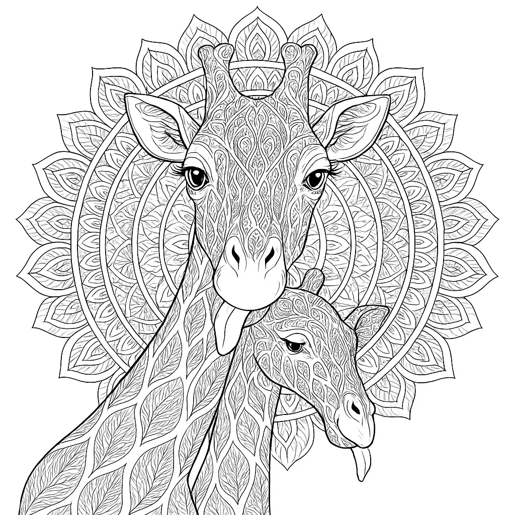 20 Giraffe Ausmalbilder (Kostenlose Malvorlage zum Ausdrucken) Mandala Malvorlage mit kunstvoll verzierter Giraffe – ideal als Ausmalbild für Erwachsene und Kinder
