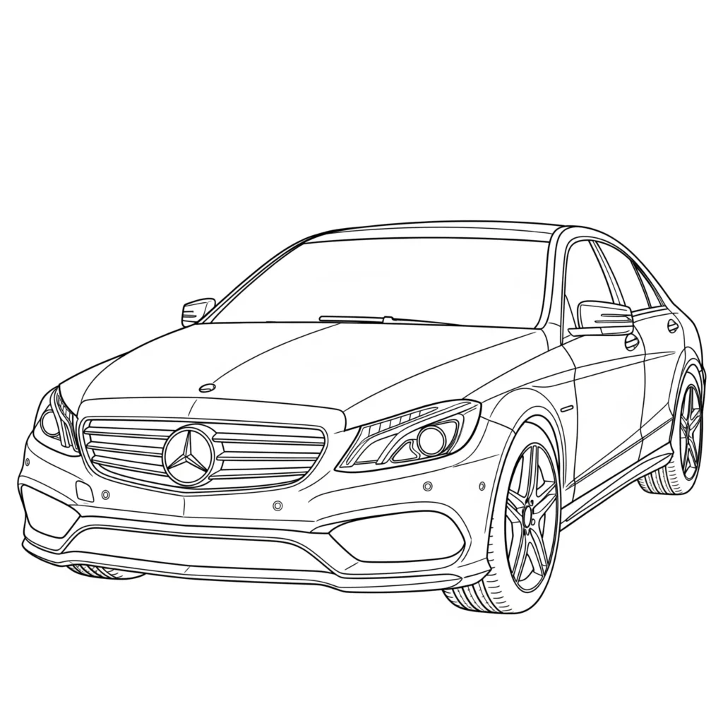 Mercedes Ausmalbilder (Kostenlos Malvorlage zum Ausdrucken) Ein Mercedes Sportwagen als Ausmalbild für Kinder mit klaren Linien zum Ausdrucken und Ausmalen im PDF-Format.