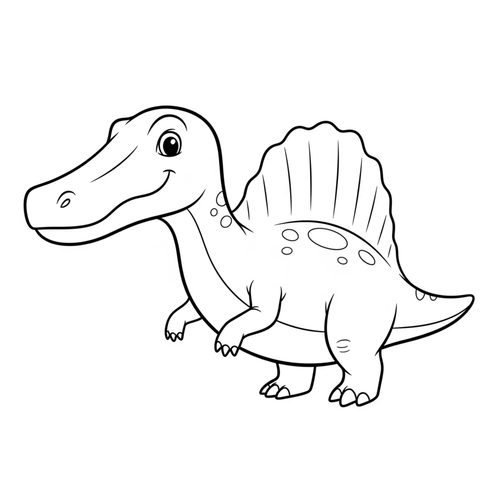 Spinosaurus Ausmalbild - Gratis Dino Malvorlage PDF drucken Einfaches spinosaurus ausmalbild mit süßem dinosaurier umriss als spinosaurus malvorlage für kinder zum ausdrucken und ausmalen