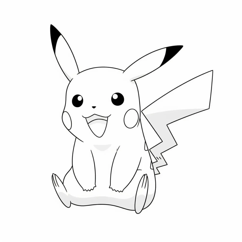 30 Pikachu Ausmalbilder (Gratis Pokémon Malvorlage zum drucken) Dieses PDF zeigt einen fröhlichen Pikachu Ausmalbilder. Ideal für kreative Kinder, die gerne Pokémon malen.