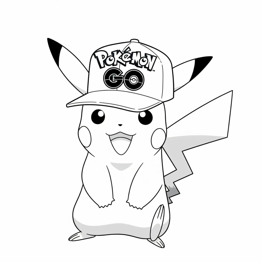 30 Pikachu Ausmalbilder (Gratis Pokémon Malvorlage zum drucken) Dieses Ausmalbild zeigt Pikachu im Stil von Pokémon GO mit energiegeladener Pose – ideal für Fans, die moderne Pokémon-Motive mögen.