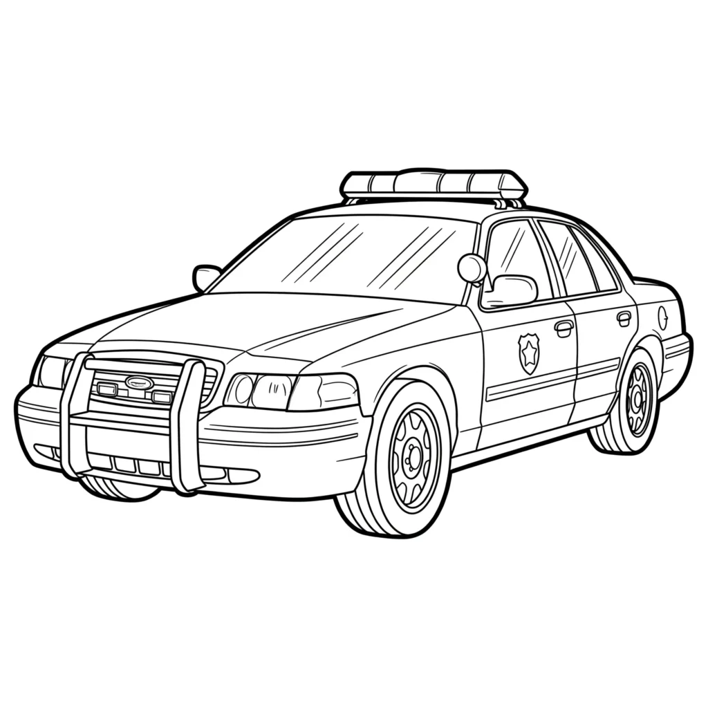 12 Polizeiauto Ausmalbilder (Kostenlos Malvorlage zum Drucken) Polizeiauto mit Blaulicht als Ausmalbild zum Ausdrucken für Kinder. Ideal für Beschäftigung zu Hause oder im Kindergarten.