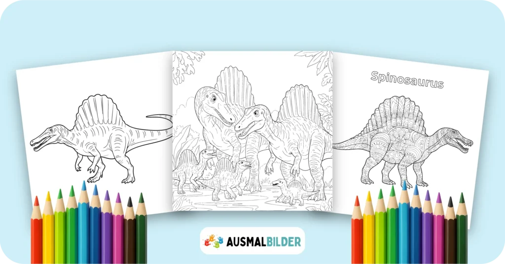 Spinosaurus Ausmalbild - Gratis Dino Malvorlage PDF drucken Spinosaurus Ausmalbilder kostenlose Malvorlagen zum Ausdrucken für Kinder und Erwachsene