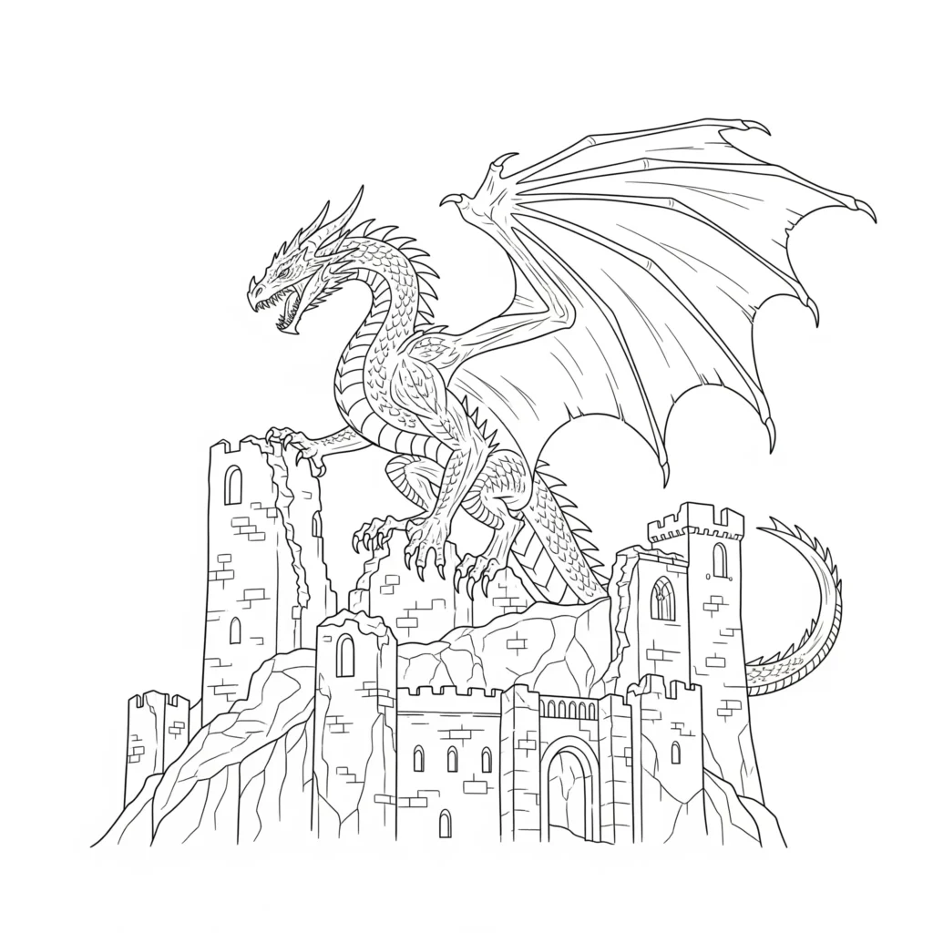 Mächtiger Game of Thrones Drache zum Ausmalen und Ausdrucken