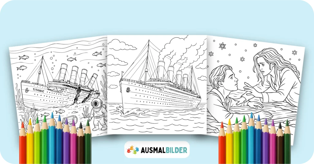 Titanic Ausmalbilder kostenlose Malvorlagen zum Ausdrucken für Kinder und Erwachsene