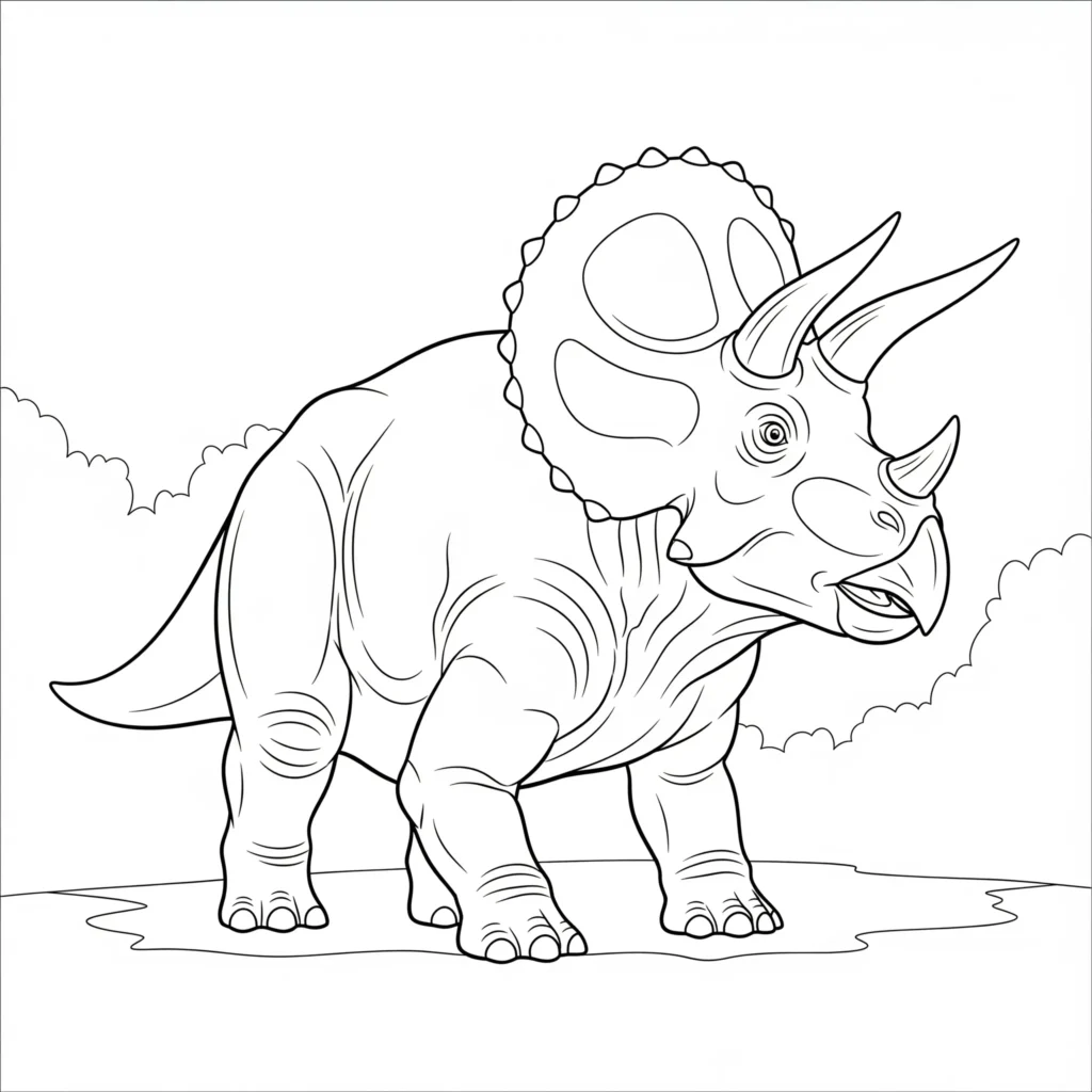 12 Triceratops Ausmalbild (Gratis Dino Malvorlage PDF drucken) Triceratops Ausmalbild zum Ausdrucken für Kinder mit einfacher Dinosaurier Vorlage aus der Kategorie Triceratops Ausmalbilder kostenlos als PDF